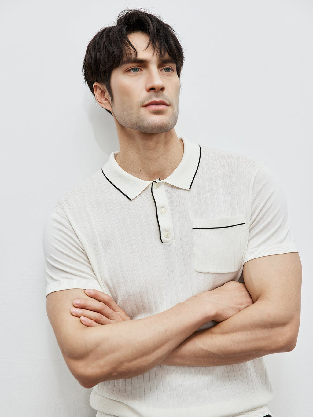 GentleKnit Contrast Color Short Sleeve Knitted Polo