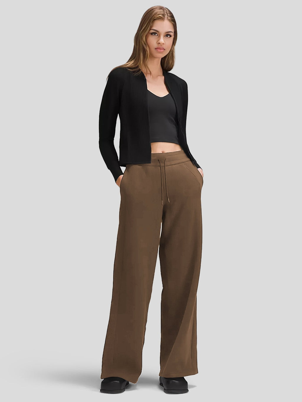 Modal Blend Mid-Rise Wide Leg Pant