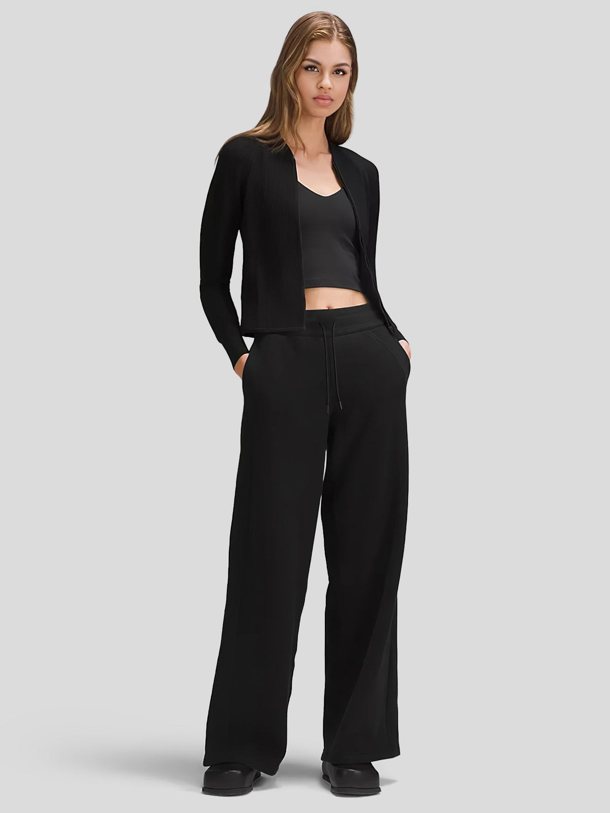 Modal Blend Mid-Rise Wide Leg Pant